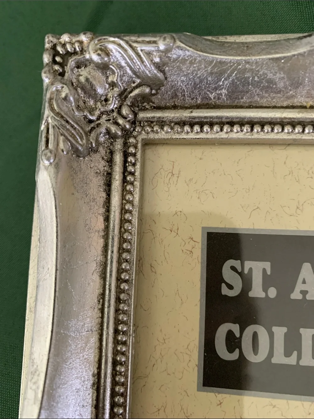 (2) Silver Leaf 4X6 St Andrew Collection Velvet Backing Ornate Baroque-Style